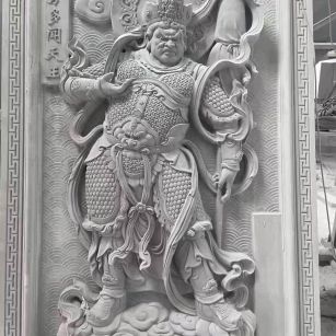 惠州 芝麻灰花岗岩人物雕刻——多闻天王