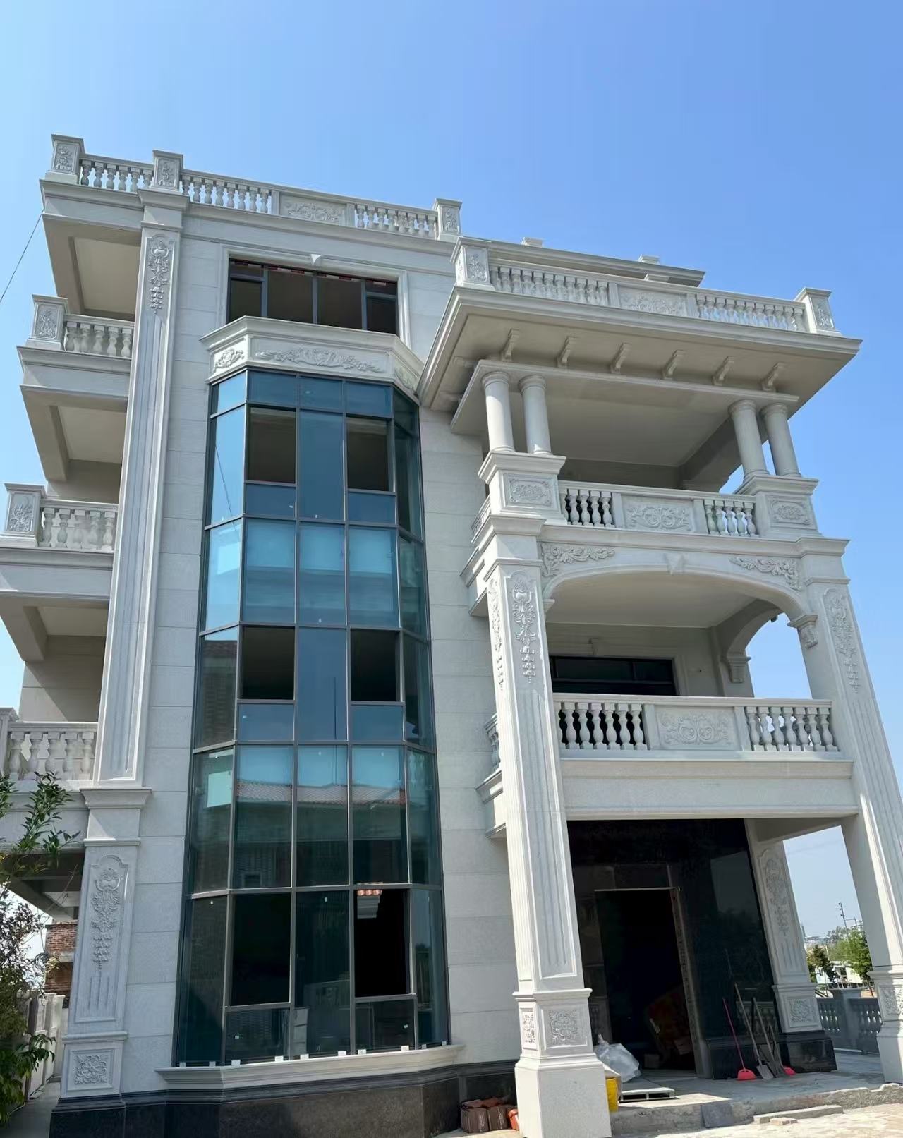 惠州 芝麻白花岗岩别墅外墙干挂效果展示